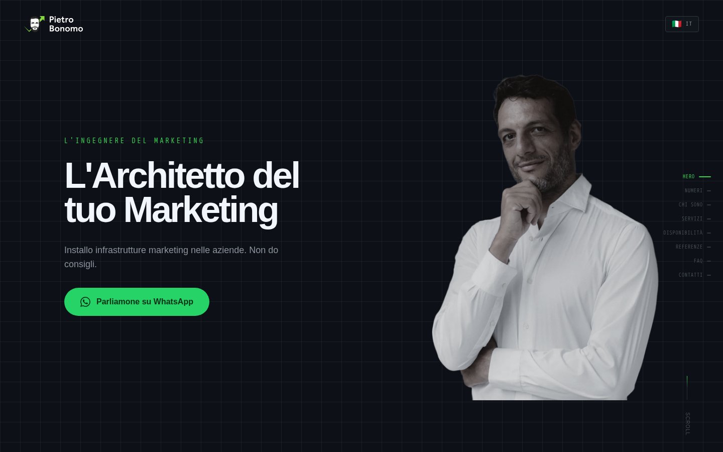 Screenshot del sito pietrobonomo.it — personal branding e portfolio di Pietro Bonomo